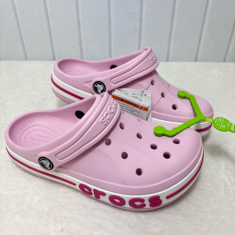 CROCS‎ Kids' Classic Clog in Light Pink with Hot Pink Trim